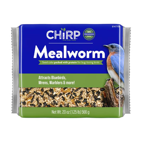 Chirp Mealworm Wild Bird Seed Cake 20 oz (Pack of 6)
