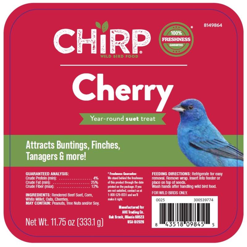 Chirp Cherry Suet Cherry Suet 11.75 oz (Paquete de 12)