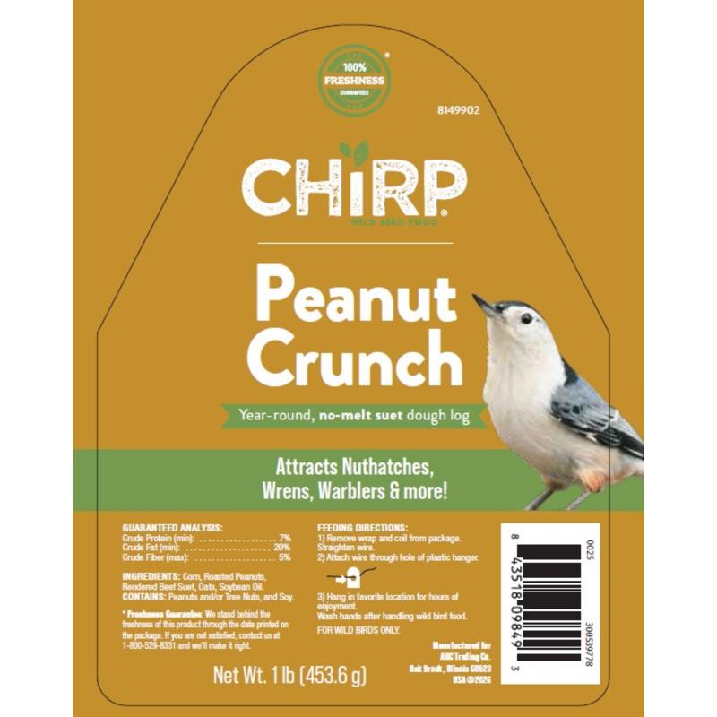Chirp Peanut Listo para usar Tajo de maní Manteca de maní para aves silvestres 16 oz (Paquete de 8)