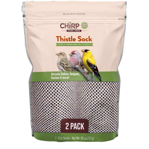 Chirp Pure Seed Thistle 2 Pack Thistle Sock Bird Food Feeder 13 oz (Pack of 6)