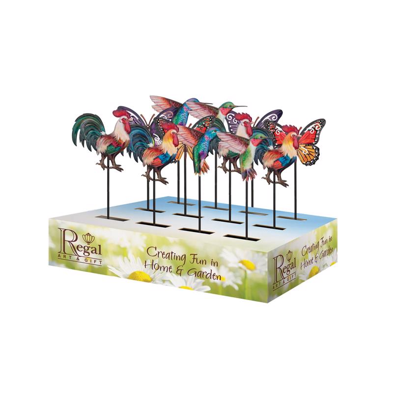 Regal Art & Gift Multicolored Metal 18.25 in. H X 6.75 in. W Planter Stake (Pack of 24)