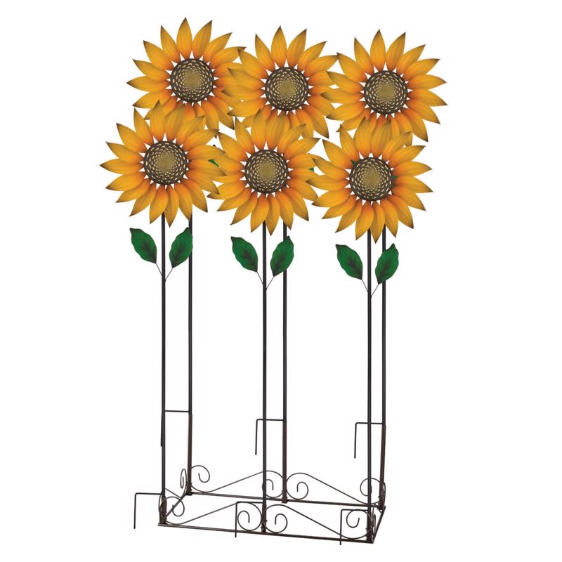 Regal Art & Gift Multicolored Metal 60 in. H X 17.5 in. L Sunflower Garden Stake Spinner (Pack of 6)