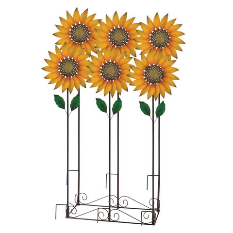 Regal Art & Gift Multicolored Metal 60 in. H X 17.5 in. L Sunflower Garden Stake Spinner (Pack of 6)