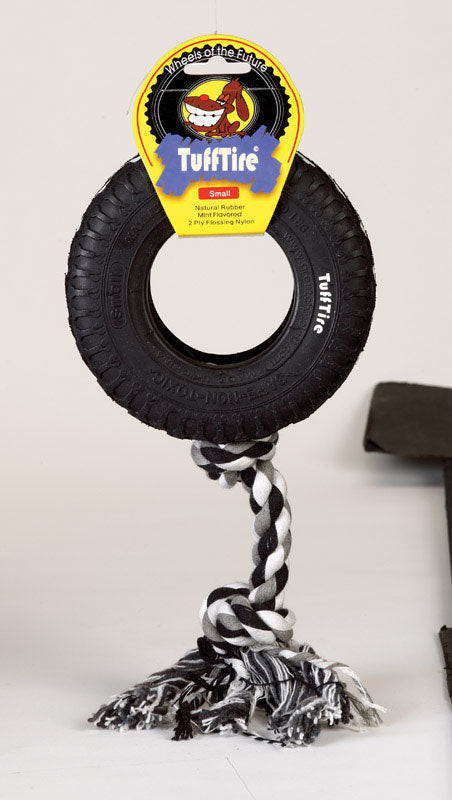 Boss Pet TuffTire For Dog Black Rubber Rope/Rubber Dog Tug Toy Large 1 pk