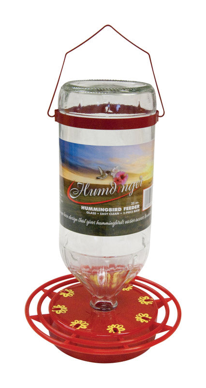 Humdinger Hummingbird 32 oz Glass Bottle Nectar Bird Feeder 8 ports (Pack of 12)