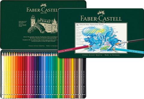 Faber-Castell Albrecht Dürer Artists' 36 Assorted Colors Watercolor Pencils, Metal Tin, Watercolor Colored Pencil Set for Drawing, Sketching, Painting & Illustration