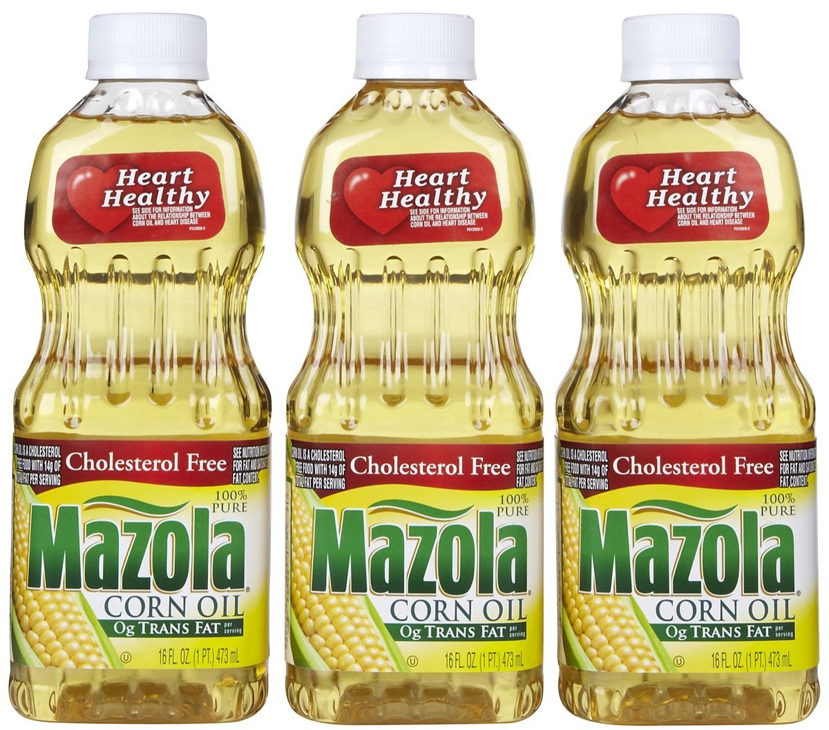 Mazola 100% Pure Corn Oil, Cooking Oil for Frying, Baking and Sautéing, 16 fl oz Bottle (Pack of 3)