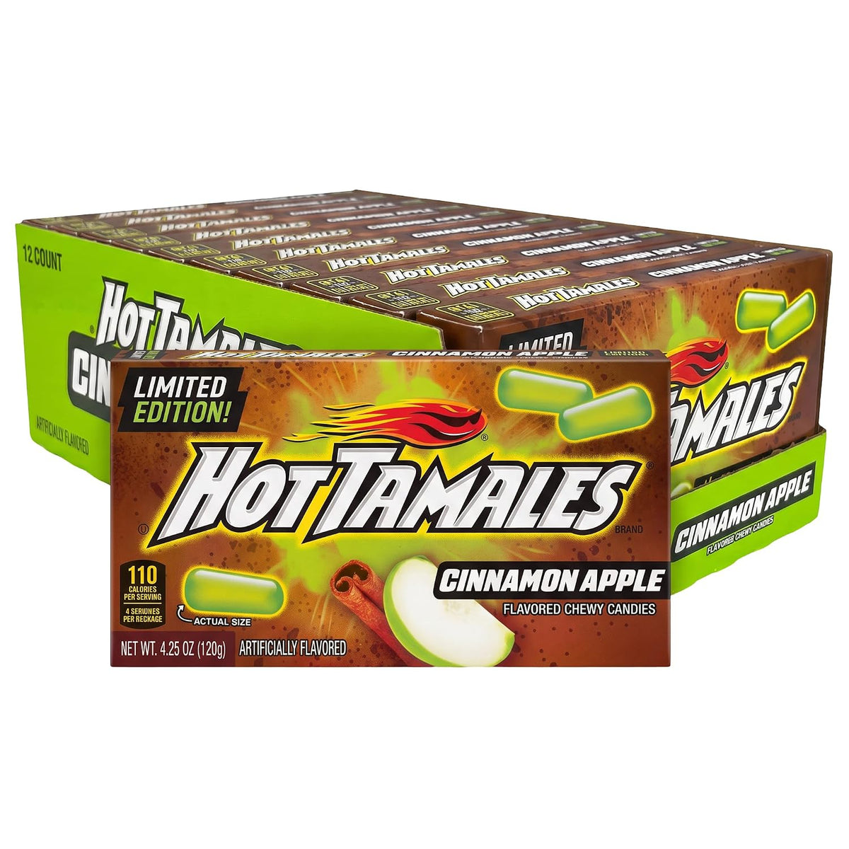 Hot Tamales Cinnamon Apple Flavored Chewy Candies, Limited Edition, 4.25 oz Theater Box (Pack of 12)