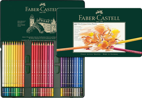 Faber-Castell Polychromos Artists' Color Pencils, 60 Assorted Colors, Metal Tin, Colored Pencil Set for Drawing, Sketching, Illustration & Coloring