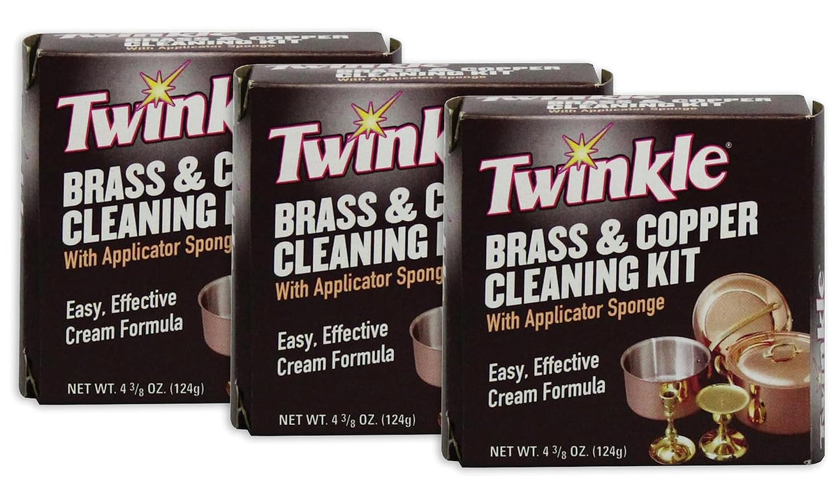 Twinkle Brass and Copper Cleaning Kit, Polish and Applicator for Brass, Copper and Bronze (Pack of 3)