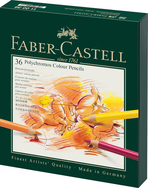 Faber-Castell Polychromos Artists' Color Pencils, 36 Assorted Colors, Studio Set, Colored Pencil Set for Drawing, Sketching, Illustration & Coloring