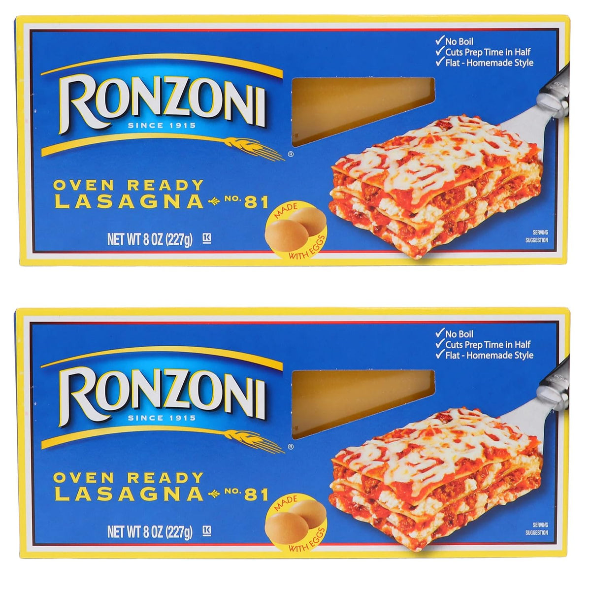 Ronzoni Oven Ready No Boil Lasagna Pasta, 8 oz (2 Pack)