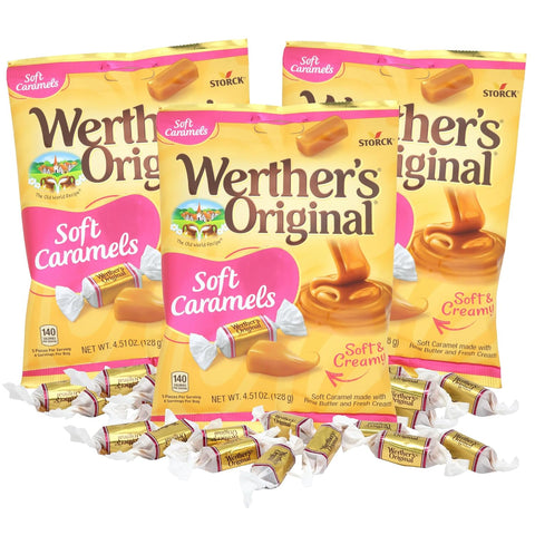 Werther’s Original Soft Caramels, Made with Real Butter and Fresh Cream, Individually Wrapped, 4.51 oz Bag (Pack of 3)