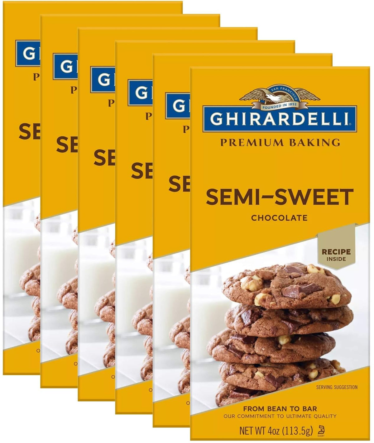 Ghirardelli Semi-Sweet Chocolate Baking Bar, 4 oz (Pack of 6)