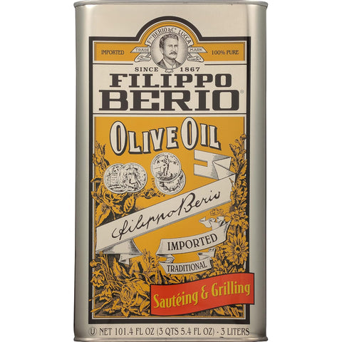Filippo Berio Olive Oil, 100% Pure, Imported, Traditional, for Sautéing & Grilling, 101.4 fl oz (3 Liter) Tin