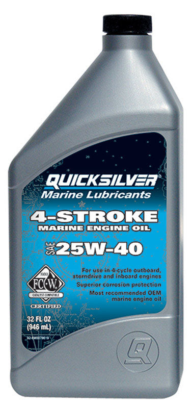 Quicksilver Marine Lubricants 25W-40 4-Cycle Outboard Motor Oil 32 oz 1 pk (Pack of 6)