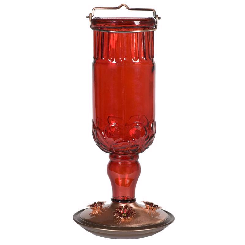Perky-Pet Hummingbird 24 oz Copper/Glass Antique Bottle Nectar Bird Feeder 4 ports (Pack of 2)