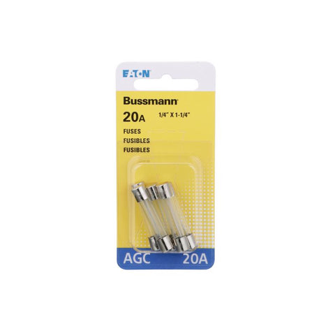 Bussmann 20 amps AGC Clear Glass Tube Fuse 5 pk (Pack of 5)