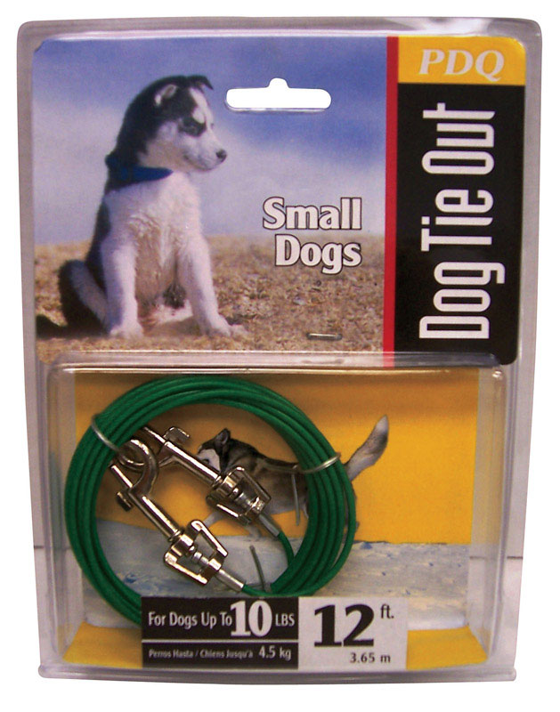PDQ Verde / Plata Cable de Amarre Revestido de Vinilo para Perros Pequeño