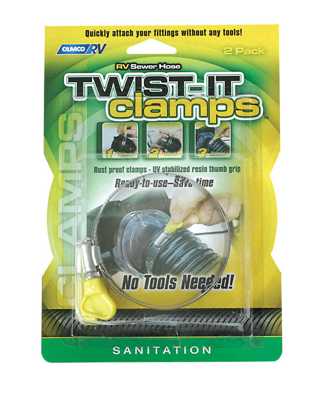 Abrazaderas Twist-It de Camco para manguera de aguas negras, paquete de 2