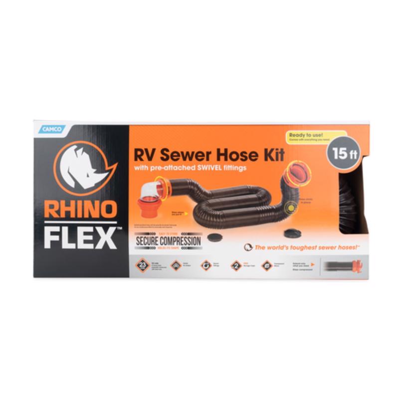 Camco RhinoFLEX RV Sewer Kit With Pre-Attached Fittings 1 pk (Pack of 2)
