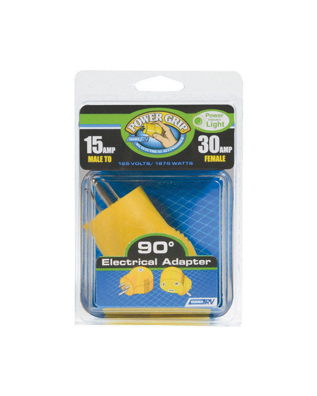 Adaptador eléctrico para RV Camco Power Grip de 15 amperios, 15-30 amperios, 1 paquete