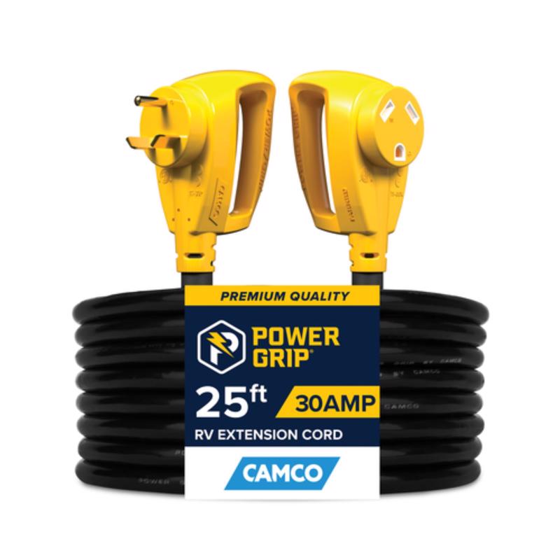 Camco Power Grip Cable de extensión de 25 pies y 30 amperios, 1 ud. (Paquete de 2)