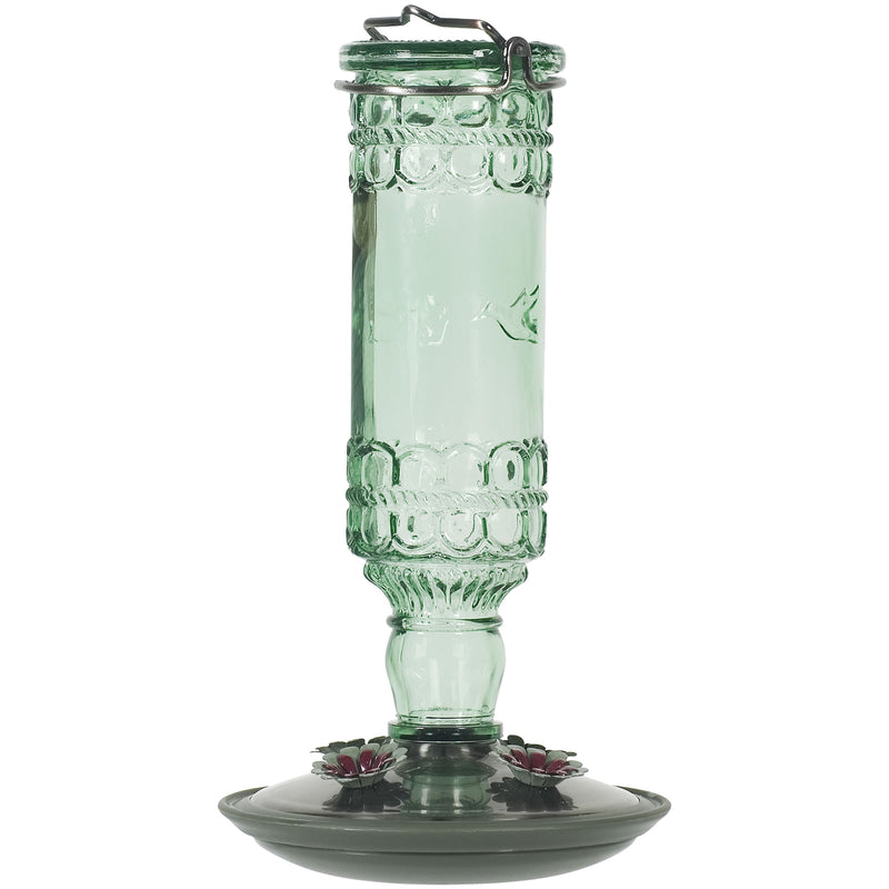 Perky-Pet Hummingbird 10 oz Glass/Metal Antique Bottle Nectar Bird Feeder 4 ports (Pack of 2)
