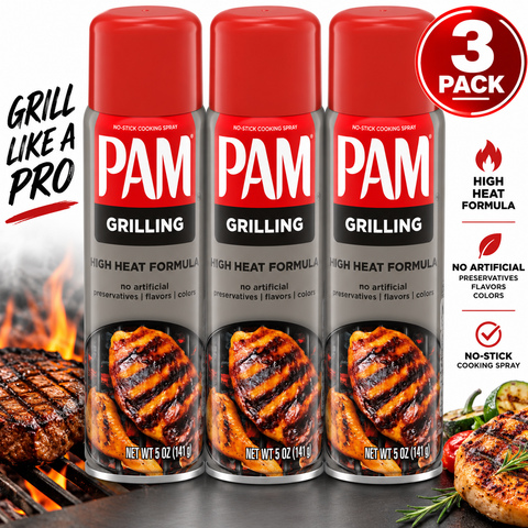PAM Grilling No-Stick Cooking Spray, 5 oz, 3 Pack, Nonstick Spray for Grilling & Cooking