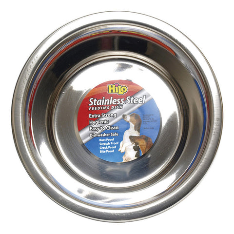 HiLo Silver Plain Stainless Steel 1 qt Pet Dish For Dogs
