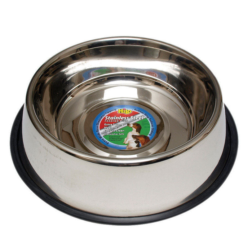 HiLo Silver Plain Stainless Steel 96 oz Pet Dish For Dogs