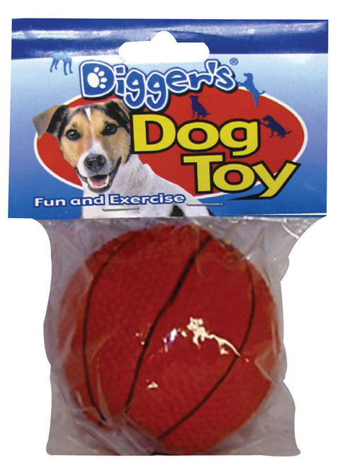 Boss Pet Digger's For Dog Orange Latex Basketball Squeaky Dog Toy Medium 1 pk
