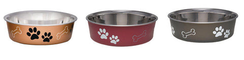 Loving Pets Assorted Bones and Paw Prints Stainless Steel Medium Pet Bowl For Dogs