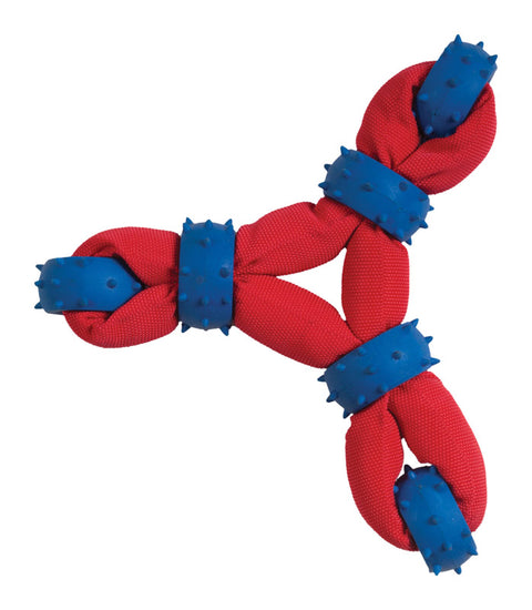 Chomper Gladiator For Dog Blue/Red Nylon/Rubber Tuff Nylon Triangle Tug Dog Toy Large