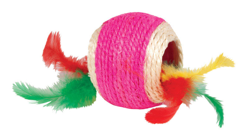 Kylies Brights For Cat Assorted Jute Ball with Feather Cat Toy Large 1 pk