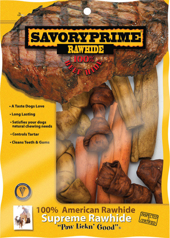 Savory Prime Small Asst Variety Pk All Size Dogs Adult Rawhide Bone Beef Rawhide 1 pk