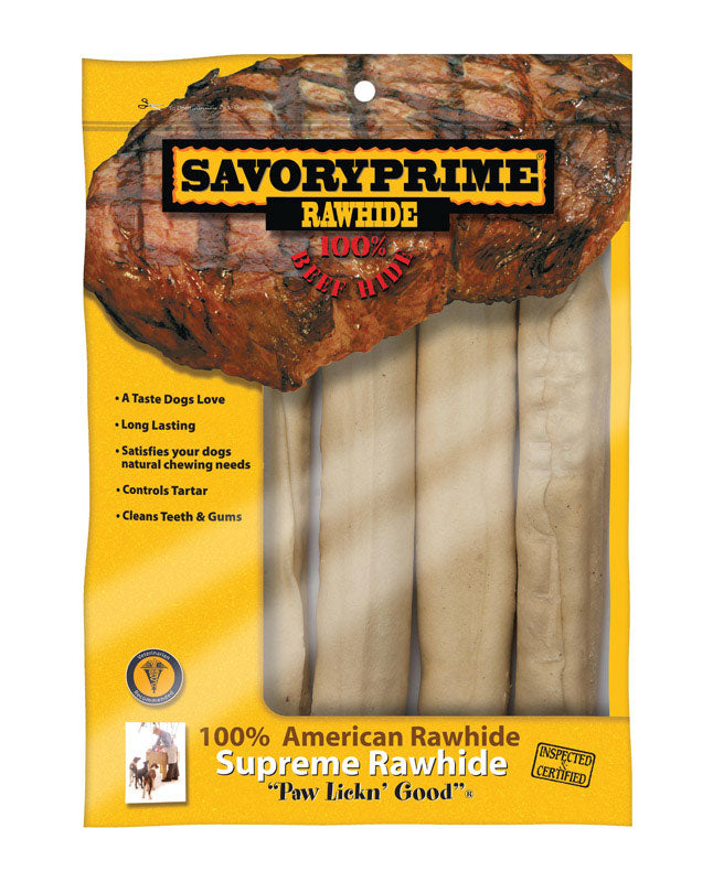 Savory Prime American Supreme Large Adult Rawhide Bone Beef Rawhide 10 in. L 4 pk