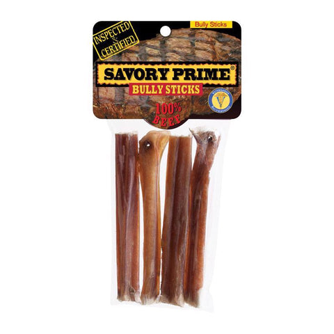 Savory Prime Naturals Small Beef Grain Free Bully Stick For Dogs 5 in. 4 pk