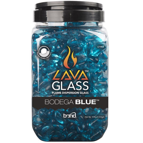 Bond Bodega Blue Gloss Glass Fire Pit Lava Glass