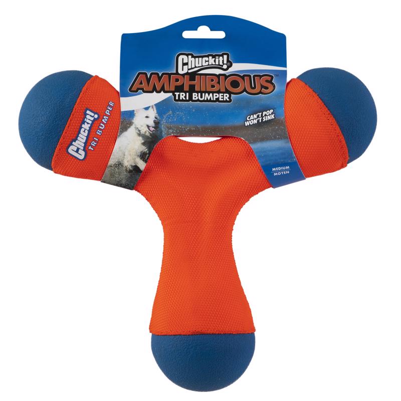 Chuckit! For Dog Blue/Orange Rubber Tri Bumper Tug Toy Medium 1 pk