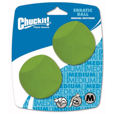 Chuckit! For Dog Green Rubber Erratic Bounce Bounce Ball Medium 2 pk