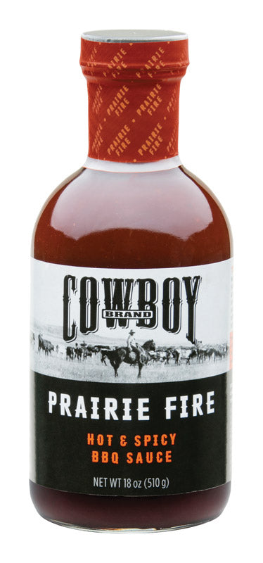 Cowboy Prairie Fire Hot and Spicy BBQ Sauce 18 oz (Pack of 6)