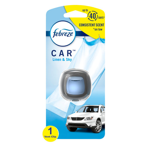 Febreze Car Linen and Sky Scent Car Air Freshener 0.06 oz Liquid (Pack of 8)