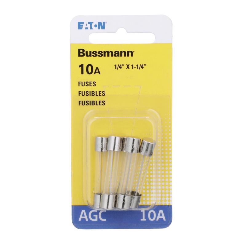 Bussmann 10 amps AGC Clear Glass Tube Fuse 5 pk (Pack of 5)