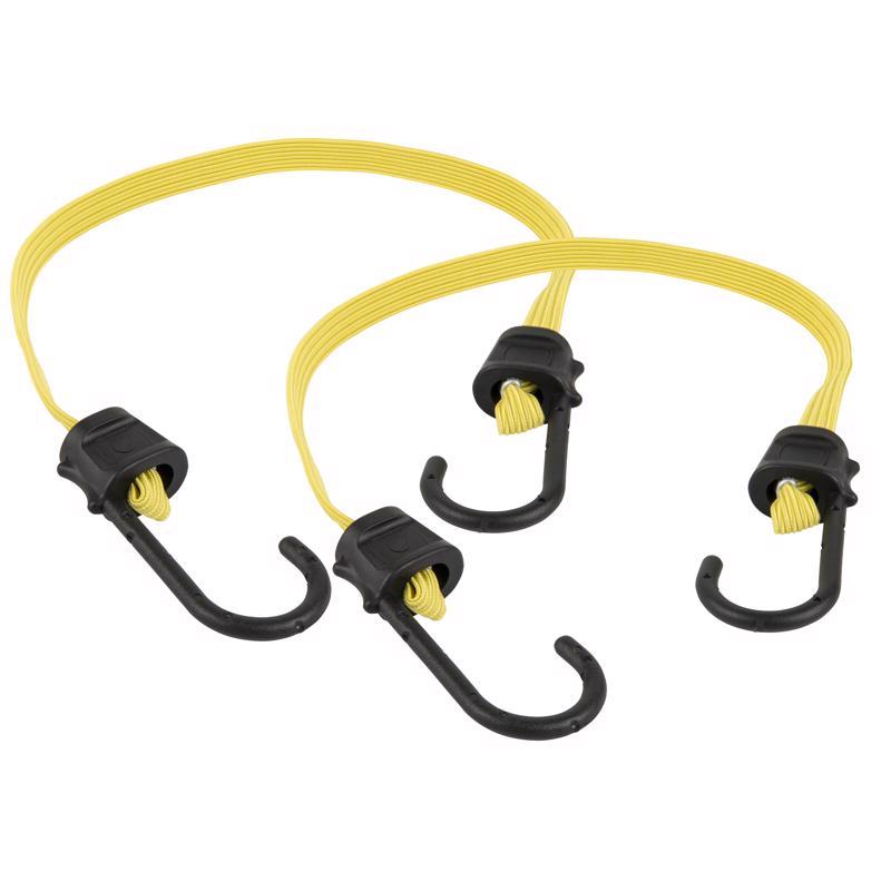 Keeper Yellow Flat Bungee Cord 24 in. L X 0.315 in. 2 pk