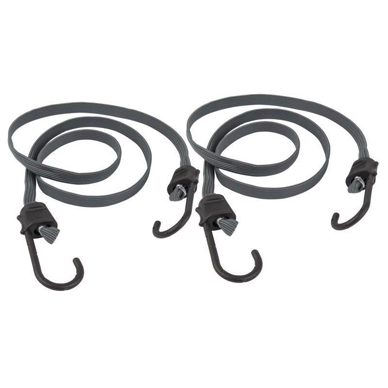 Keeper Gray Flat Bungee Cord 48 in. L X 0.315 in. 2 pk