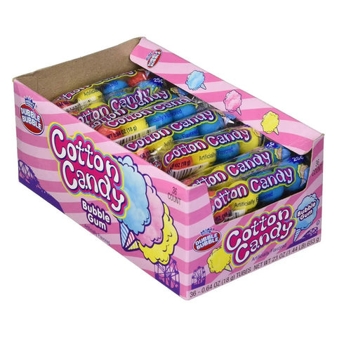 Dubble Bubble Cotton Candy Bubble Gum, 36 Count, 0.64 oz Tubes, 23 oz Total, Individually Packaged Bubble Gum Candy