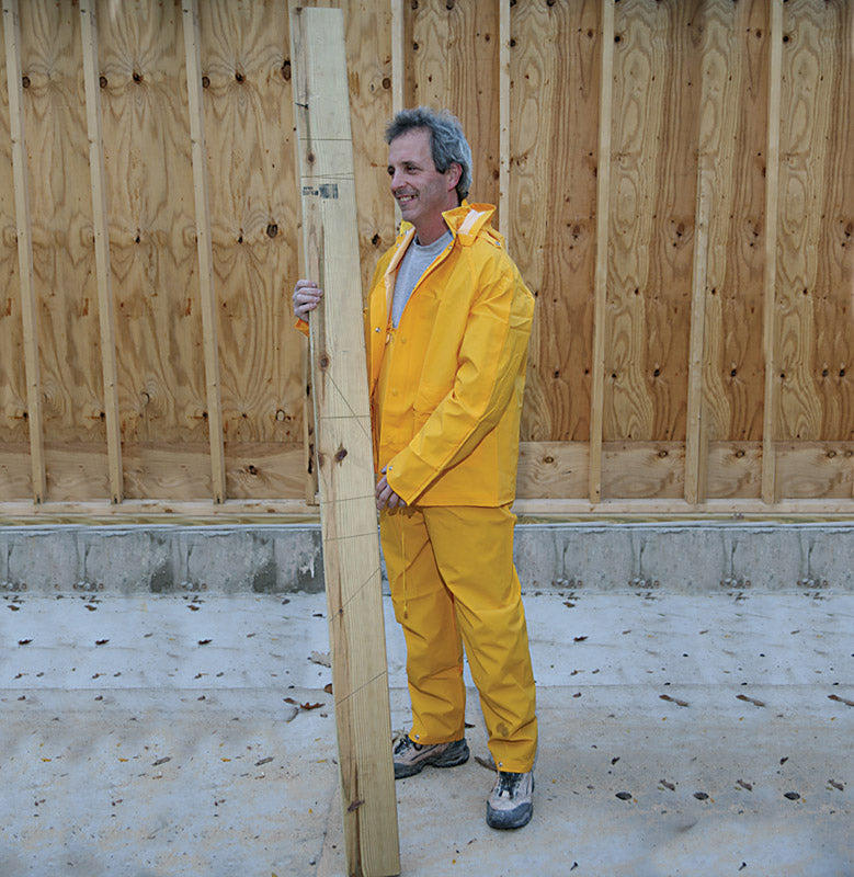 Boulder Creek Yellow PVC-Coated Rayon Three Piece Rain Suit Large 35 mil