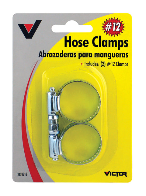 Abrazadera de manguera Victor SAE de 1/2 a 1-1/4 pulg., 12 plata, banda de acero inoxidable