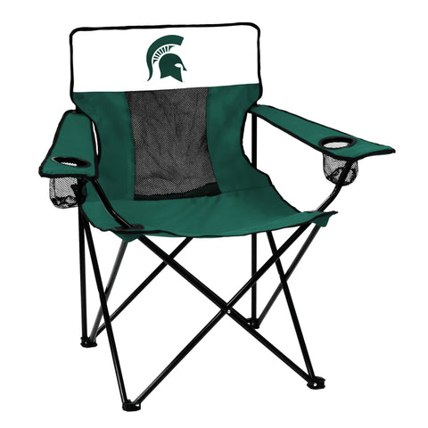 Logo Brands Elite Green Michigan State Sport Folding Quad Chair